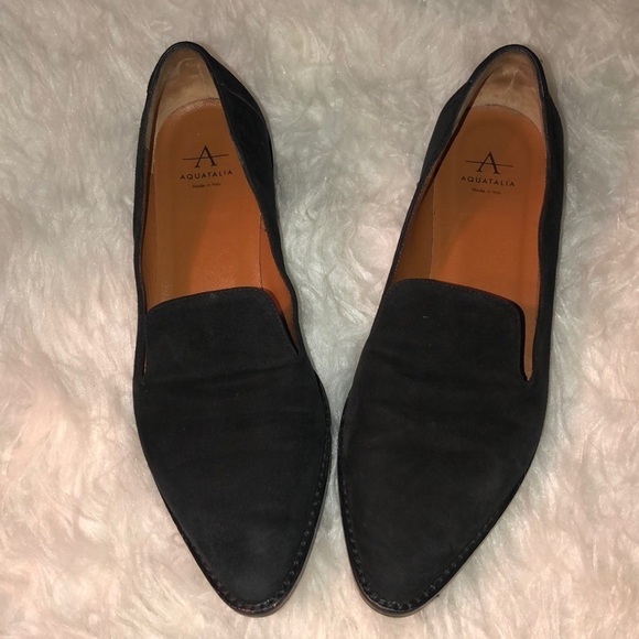 Aquatalia Black Suede Gilda Flats Size 6 1/2 - Picture 2 of 8